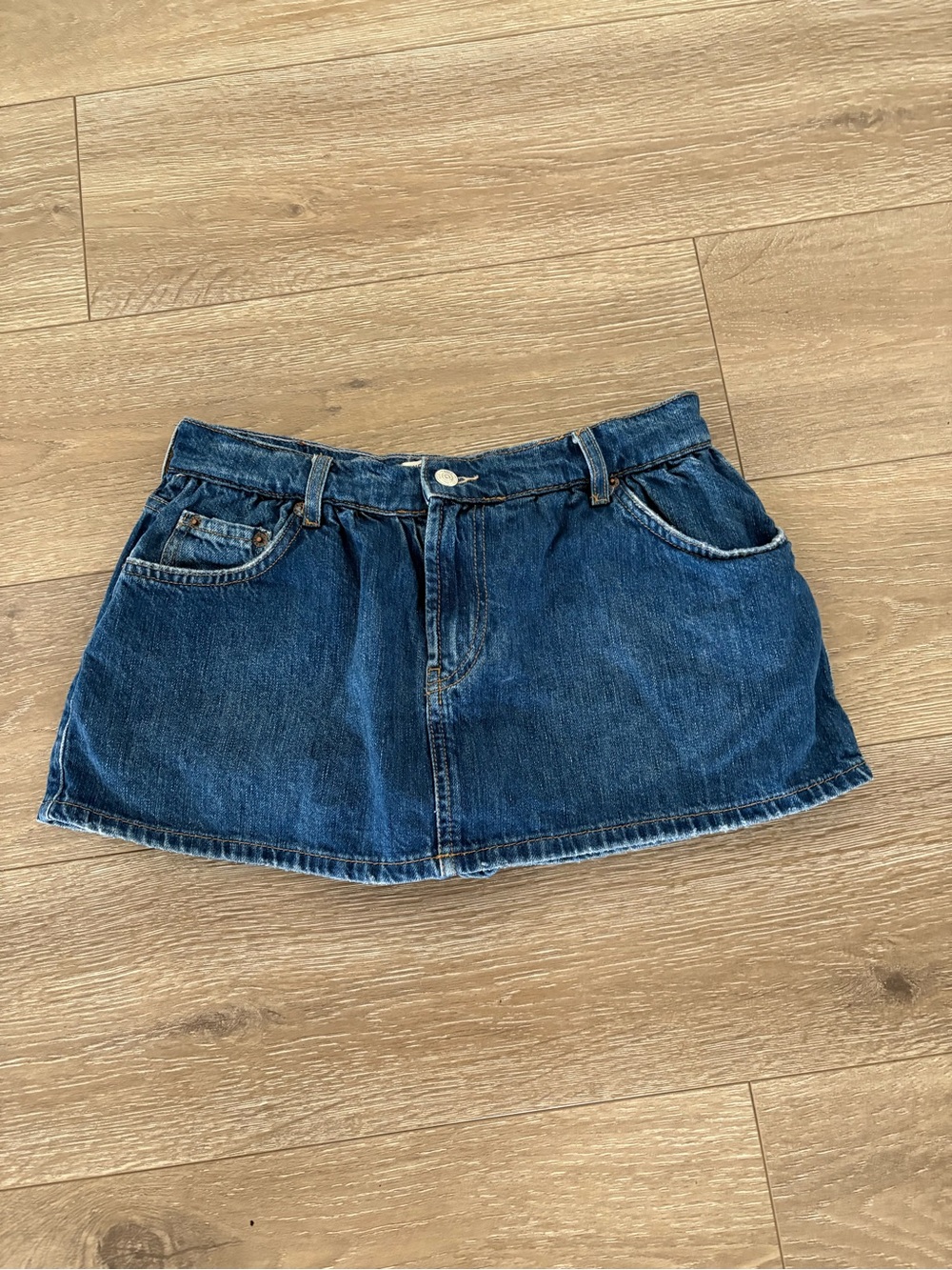 We The Free Dark Blue Denim Mini Skirt